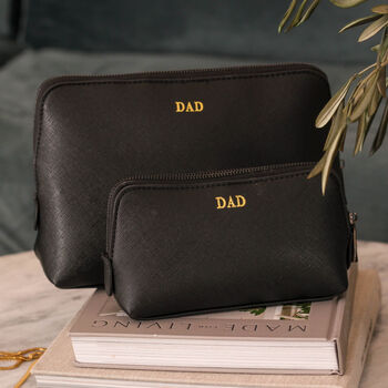 Personalised Dad Black Travel Wash Bag Case, 3 of 6