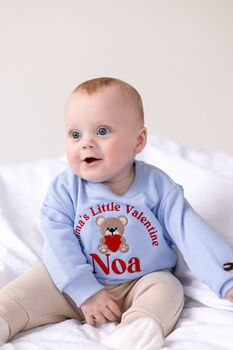 Mama's Little Valentine Bear Personalised Name Embroidered Sweatshirt Jumper, 2 of 7