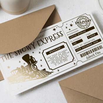 Personalised Christmas Train Ticket Gift Voucher, 5 of 8
