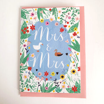 Two Ducks Floral Wedding Card, 9 of 12