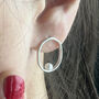Handmade Sterling Silver Oval Pearl Stud Earrings, thumbnail 3 of 4