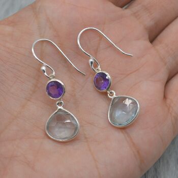 Amethyst Blue Topaz Silver Earrings, 5 of 7