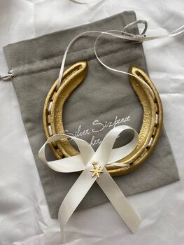 Personalised Gold Snowflake Christmas Lucky Wedding Horseshoe, 3 of 8