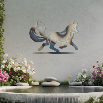 Running Fox Metal Wall Art For Garden, Animal Themed Gift, 9 of 10