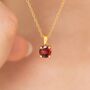 Garnet Solitaire Pendant Necklace In Sterling Silver And Gold, thumbnail 1 of 10