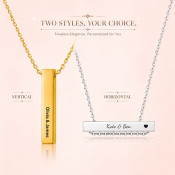 Personalised 3D Bar Shaped Engraved Name Necklace, 2 of 12
