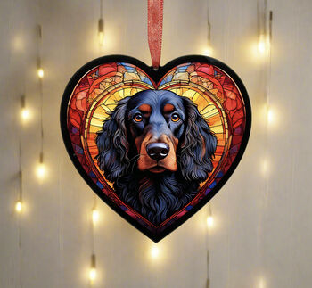 Working Cocker Spaniel Stained Glass Effect Heart Suncatcher, 3 of 5