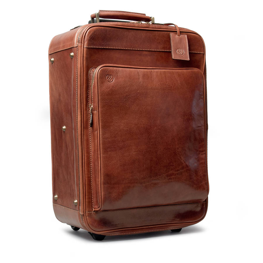 luxury wheeled leather luggage bag. 'the piazzale' by maxwell scott ...