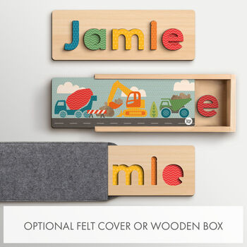 Personalised Construction Wooden Name Puzzle, 4 of 6