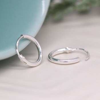 Tiny Creole Huggie Hoop Earrings In Sterling Silver, 2 of 12