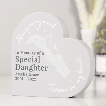 Personalised Feather Memorial Heart Ornament, 5 of 6