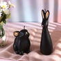 G Decor Black And Gold Velvet Sculptural Hare And Bunny Decorative Form Candle, thumbnail 1 of 6