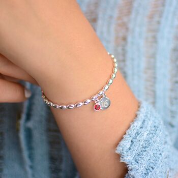 Personalised Silver Birthday Birthstone Bracelet, 2 of 9