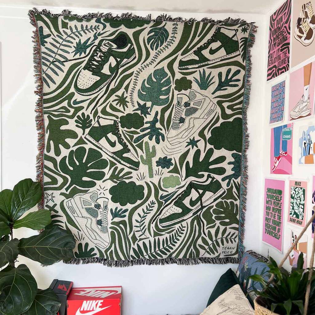 Sneaker X Plant Green Woven Jaquard Blanket, 1 of 7