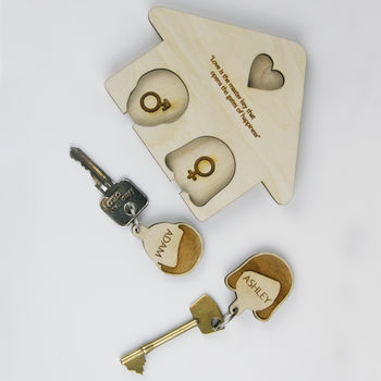 Personalised Couples Key Rack And Keyring Set, 5 of 9