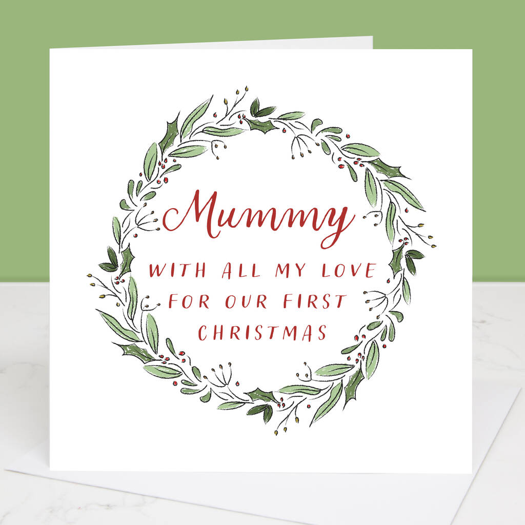 Mummy's First Christmas Wreath Christmas Card