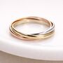 Solid Gold Russian Interlinked Trinity Wedding Ring – 2mm, thumbnail 3 of 5