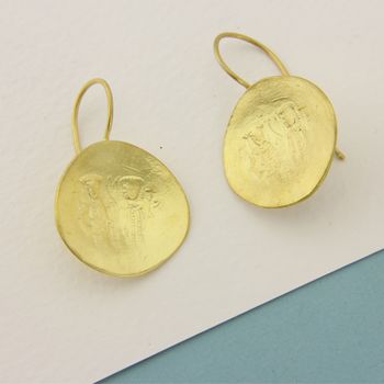 Gold Vermeil Round Byzantine Hook Earrings, 5 of 6