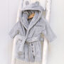 Personalised Grey Baby Dressing Gown With Ears And Age, thumbnail 5 of 8