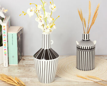 G Decor Lagos Black White Stripe Abstract Pattern Vase, 2 of 7