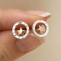 Silver And Rose Gold Plated Halo Star Stud Earrings, thumbnail 1 of 8
