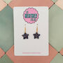 Sparkly Small Star Glitter Christmas Earrings Blue And Red, thumbnail 1 of 8