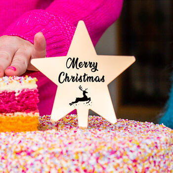'Merry Christmas' Gold Star Cake Topper, 2 of 6