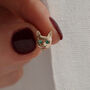 9ct Gold And Emerald Cat Face Earrings, thumbnail 3 of 3