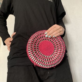 Circular Fashion Daisy Chain Crochet Ring Pulls Bag, 10 of 12