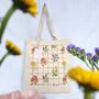 Gridded Floral Tote Bag, thumbnail 1 of 6