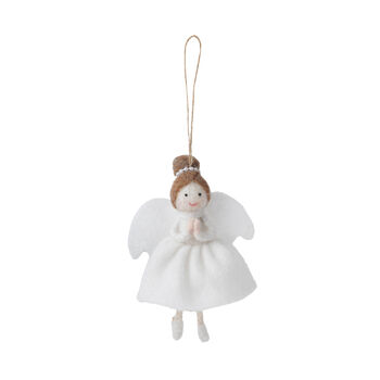 Brown Haired Felt Angel Hanging Decoration, 2 of 4