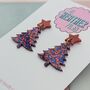 Red And Blue Christmas Tree With Star Glitter Resin Earrings, thumbnail 4 of 4