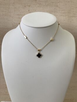 White And Black Double Sided Clover Necklace, 2 of 6