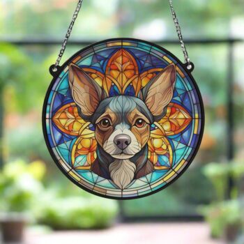 Chihuahua Black Stained Glass Effect Suncatcher, 5 of 6