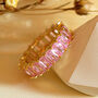 Thick Stacking Ring With Pastel Pink Birthstones, thumbnail 4 of 5