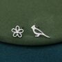 Sterling Silver Cardinal Bird And Flower Stud Earrings, thumbnail 3 of 7