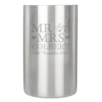 Personalised Mr And Mrs Stainless Steel Wine Cooler, 3 of 3