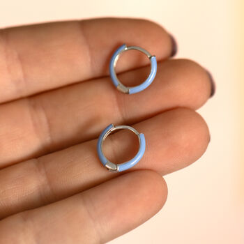 Sterling Silver Colourful Enamel Hoop Earrings, 5 of 12