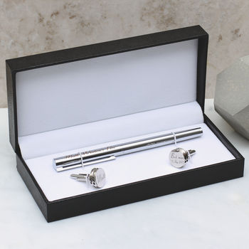 Personalised Rollerball Pen And Cufflink Gift Set, 2 of 2