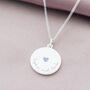 Crystal Heart Birthstone Personalised Disc Necklace, thumbnail 3 of 9