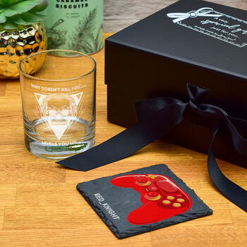 Personalised Gamer Whiskey Glass Tumbler Gift Set, 2 of 8