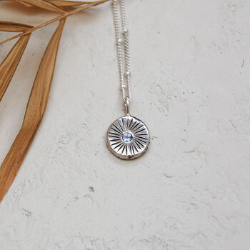 Sunburst Birthstone Necklace In Silver Or Gold, 10 of 12