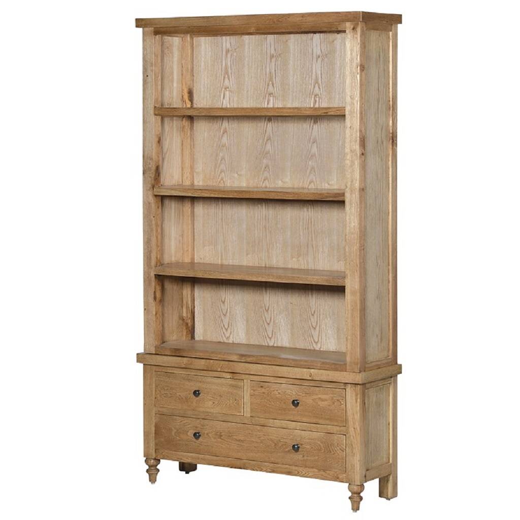 Chester Oak Parquet Three Drawer Open Bookcase By The Orchard