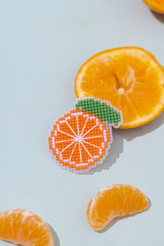 Make Your Own Orange Brooch Cross Stitch Kit, 6 of 6
