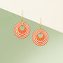 Orange And Cream Geometric Circular Earrings • Gold Plated Sterling Silver Hooks, thumbnail 5 of 8