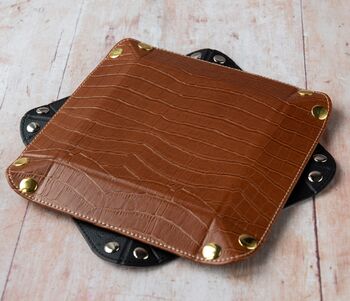 Brown Leatherette Valet Storage Tidy Tray, 3 of 4