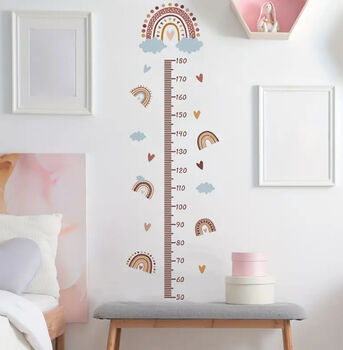 Cute Height Chart Wall Stickers, Girl’s Rainbows, Boy’s Safari Animals, 2 of 7