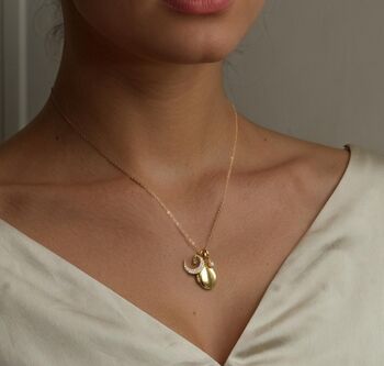 Pave Moon Charm Gold Vermeil Locket, 5 of 12