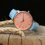 Personalised Ladies Coral Watch + Light Blue Strap, thumbnail 7 of 7