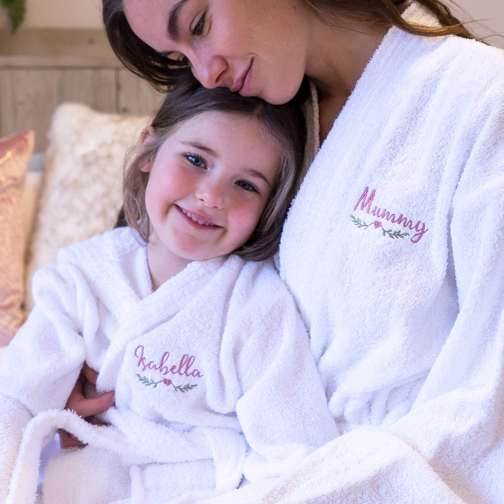 Personalised Embroidered Matching Towelling Bath Robes, 1 of 7